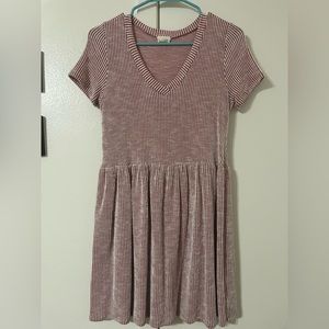 Red/White textured stripped dress